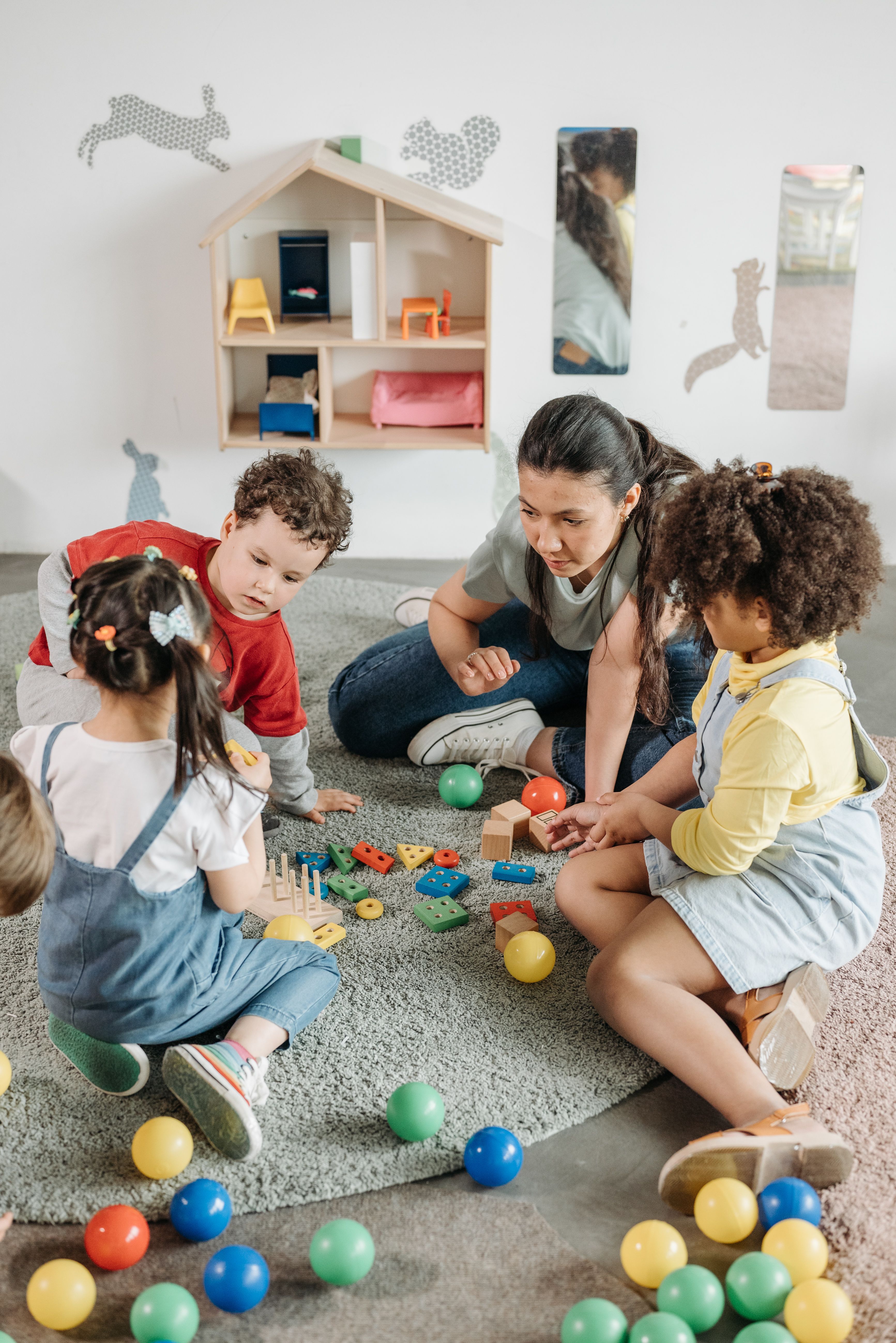 Educator in modern classroom environment